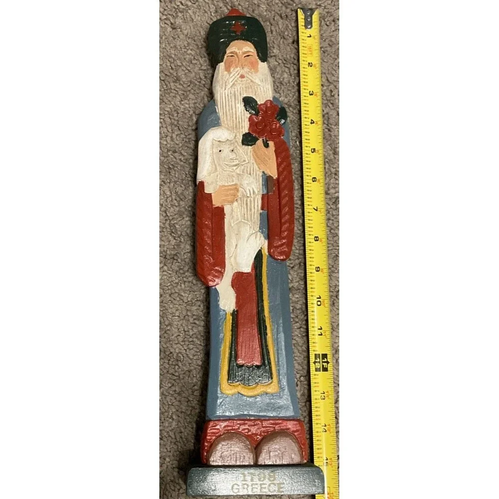 Greek wooden wood Santa  15.5